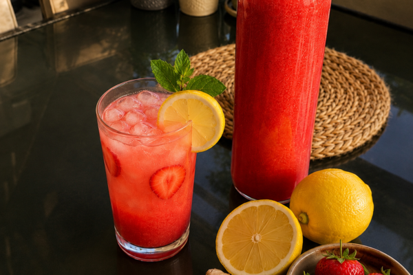 Refreshing strawberry ginger lemonade