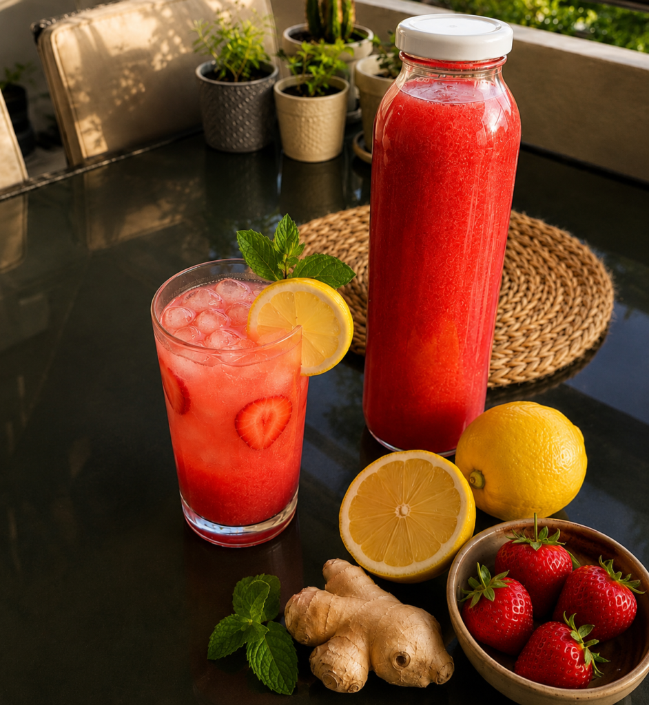 Refreshing strawberry ginger lemonade
