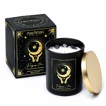 Song of India Manifestation Candle Purifying Moon 200 g με Palo Santo & Lavender, amethyst και μαύρο δοχείο