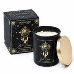 Song of India Manifestation Candle Boho Dreams 200 g με Myrrh & Sandalwood σε μαύρο δοχείο με χρυσή ετικέτα