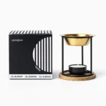 Aromafume Oil Burner Original μεταλλικός αρωματιστής αιθέριων ελαίων με ξύλινη βάση και ρεσώ