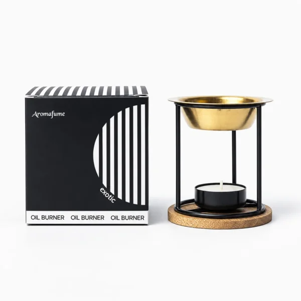 Aromafume Oil Burner Original μεταλλικός αρωματιστής αιθέριων ελαίων με ξύλινη βάση και ρεσώ