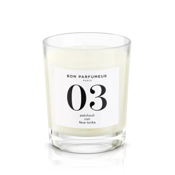 Bon Parfumeur Candle 03 180 g με patchouli, leather και tonka bean