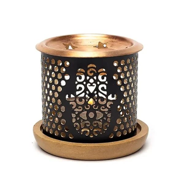 Aromafume incense diffuser Khamsa με μεταλλικό diffuser και ξύλινη βάση