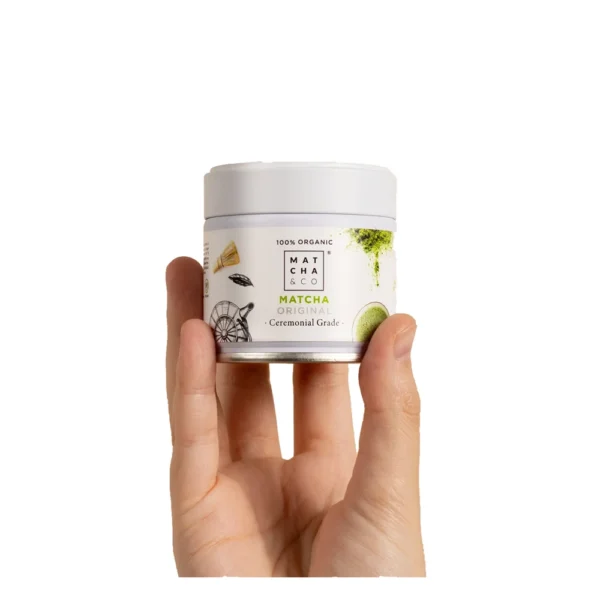 Matcha & Co Original 30g – Βιολογικό ιαπωνικό matcha τελετουργικής ποιότητας σε λευκή συσκευασία.