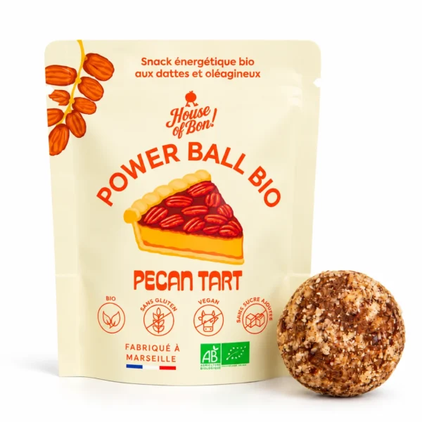House of Bon Pecan Tart Power Ball Bio 35g – Βιολογική μπάλα ενέργειας με πεκάν, χουρμάδες και σιρόπι σφενδάμου
