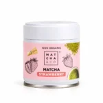 Alt Text: Matcha & Co Strawberry 30g – Βιολογικό ιαπωνικό matcha με φράουλα, σε συσκευασία 30g, ιδανικό για ζεστά και παγωμένα ροφήματα.