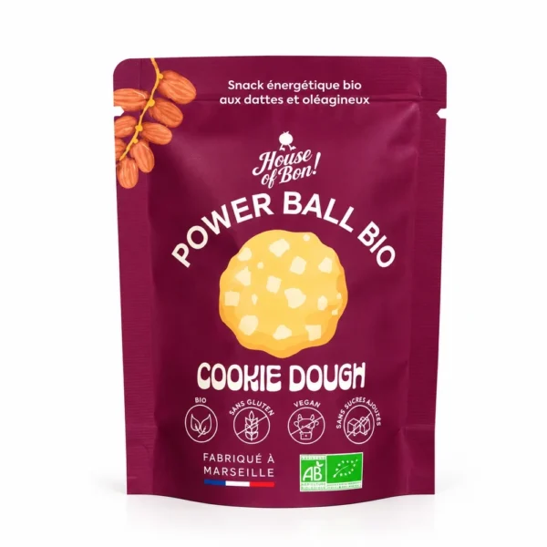 House of Bon Cookie Dough Power Ball Bio 35g – Βιολογική μπάλα ενέργειας με κάσιους, βρώμη και βανίλια